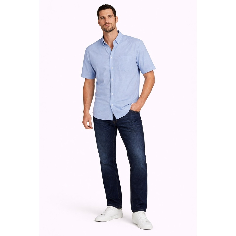 Croft & Barrow Shirt Men's Size 16 1/2 Blue Oxford Wrinkle Resistant Button Down